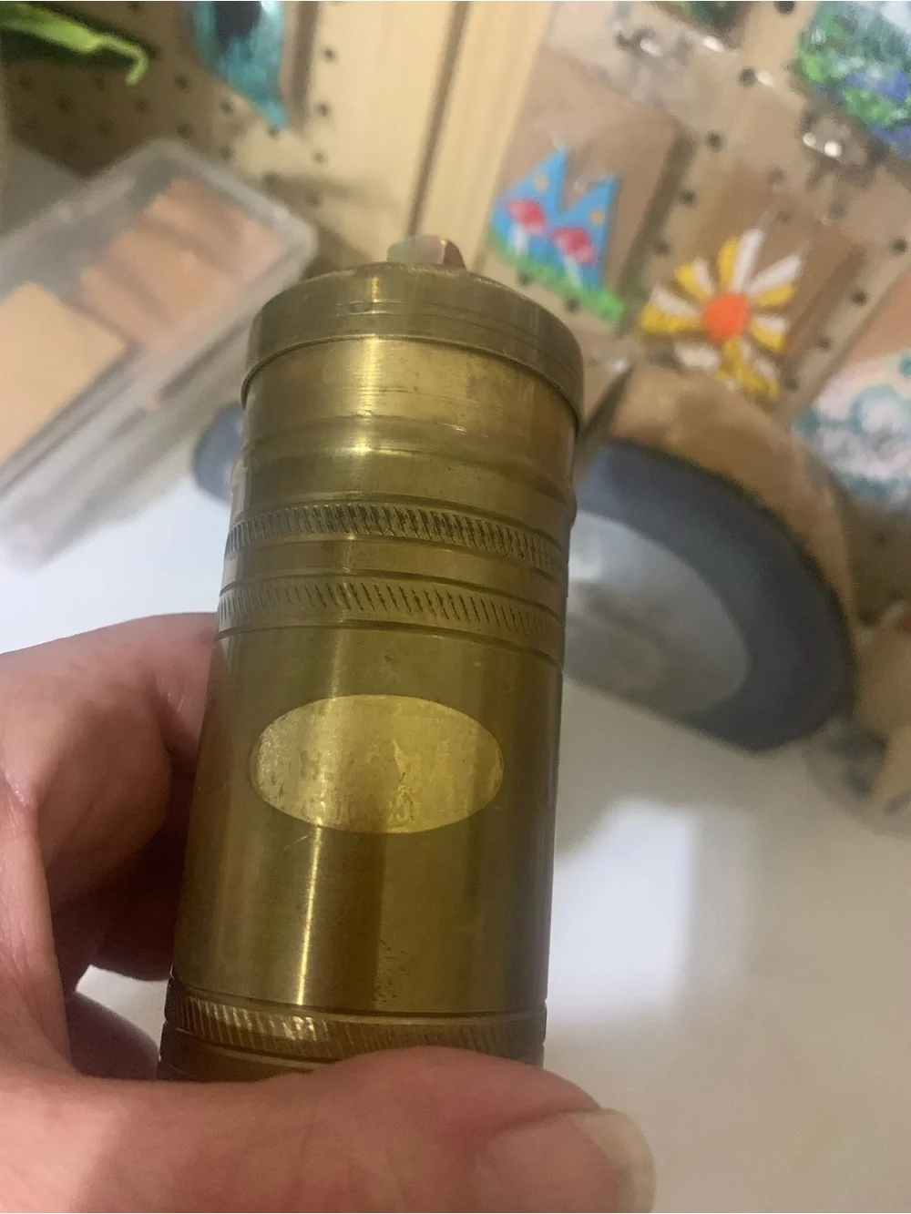 Vintage Brass Pepper Grinder Mill - Gold Tone